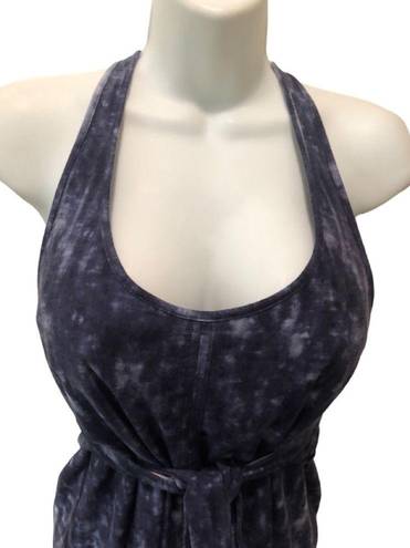 Patagonia Kiawah Island Dress L Blue Tie Dye Racer Back Front Tied Knee Length