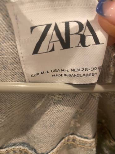 ZARA Oversized Distressed Jean Jacket