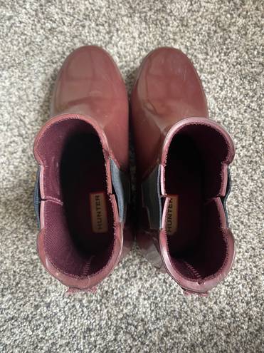 Hunter Maroon Short Rain Boots Size 8