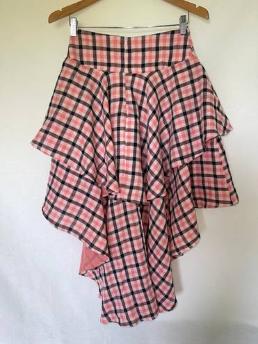 Coral plaid High Low skirt Pink Size M