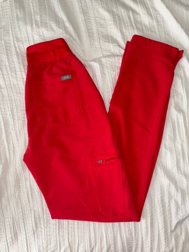 FIGS Neon Red Yola High Waisted Tall Skinny Scrub Pants