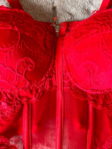 Discovery Say What? Red Mesh Corset Top