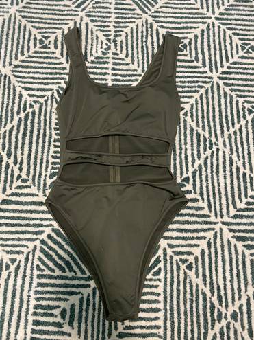 One Piece Olive Green Cut Out  Bodysuit