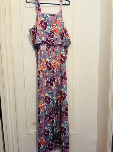 Floral Print Jumpsuit Purple Size XL