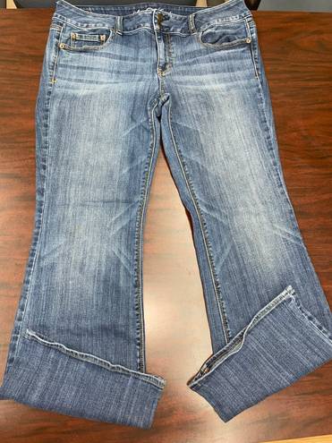 American Eagle Dark Wash Super Stretch Artist Cropped Denim Jeans Size 14 Short