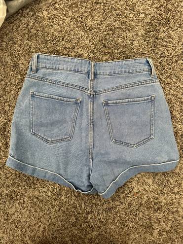 PacSun Mom Shorts Medium Wash Blue Denim Cuffed High Waisted Jean Short Size 28