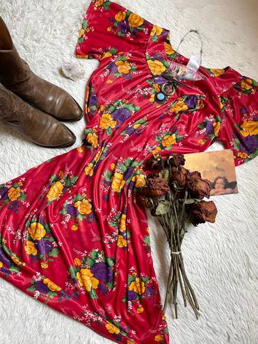 Just Love Vintage  floral red midi dress