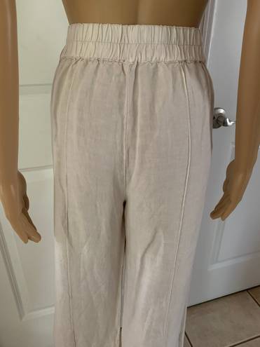 Young Fabulous and Broke  Natural Linen Blend  Wide Leg Pants 