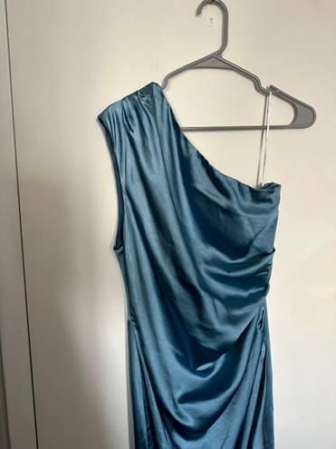 Elliatt Cocktail Dress Blue One Shoulder Ruched NWT