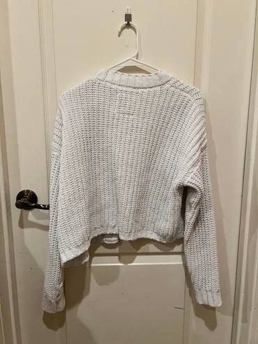 Hollister White Cropped Cardigan