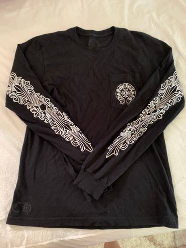 Chrome Hearts Horseshoe Floral Cross Long Sleeve crew T-shirt In Black