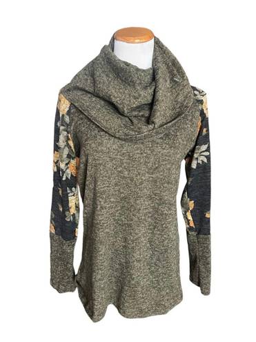 Acting Pro Womens  Boutique Floral Sleeve Oversized Cowl Neck Sweater - Sz L