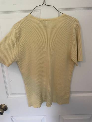 Hillard & Hanson Yellow Sweater Shirt Sleeve Top