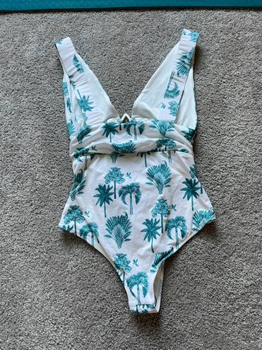 Beach Riot Lana One Piece Bathing Suit Teal And White