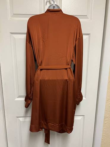 Stars Above Rust Copper Satin Short Robe