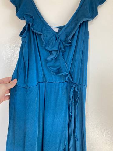 Socialite Blue Satin Flowy Midi Dress