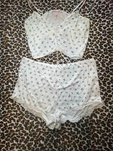 Victoria's Secret white and blue floral VS pj set matching