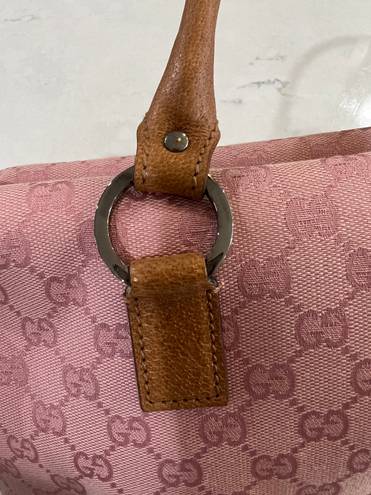 Gucci Pink GG Canvas And Leather Trim Handbag Vintage