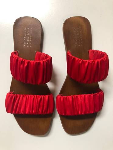 Barney’s New York Red Satin Double-band Sandals