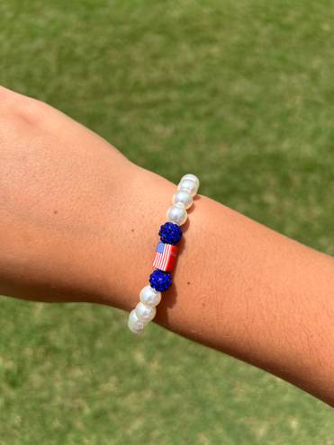 4th Of July Handmade Bracelets White