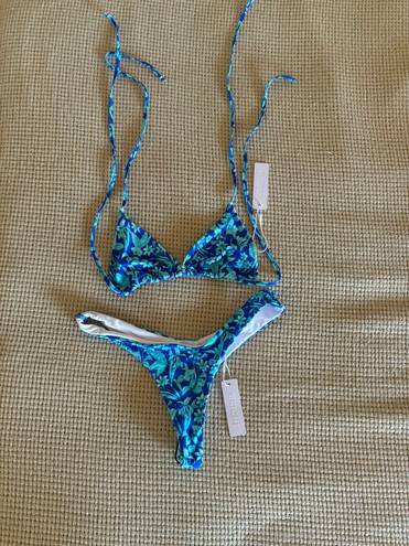 Bright Swimwear Blue Floral Bikini Set