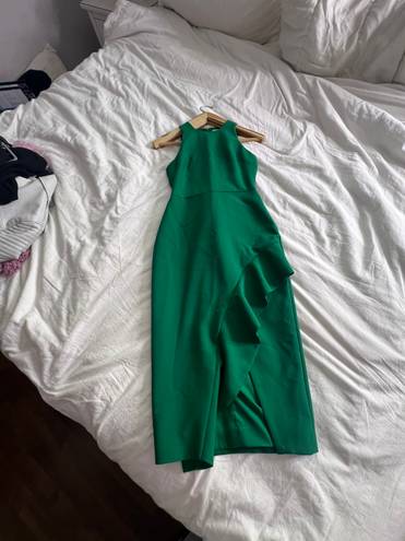 Cinq à Sept Cinq a sept emerald green piper ruffle high neck midi dress 2