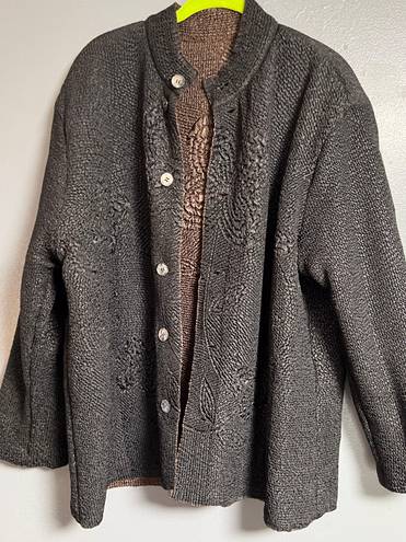 Michael Kors Seersucker XL  Reversible Black To Brown Jacket