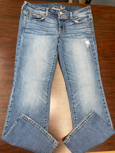 American Eagle Dark Wash Super Stretch Artist Cropped Denim Jeans Size 14 Short