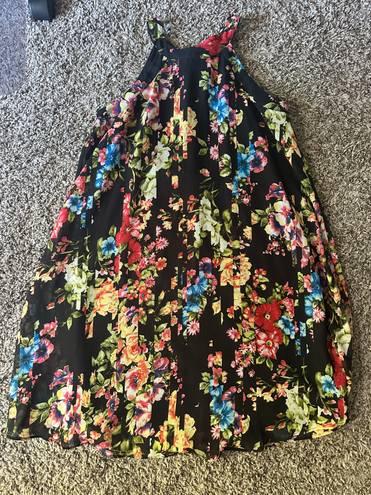 Betsey Johnson Women Dress 6 Floral Chiffon Halter Lined Zipper Pleated Elegant