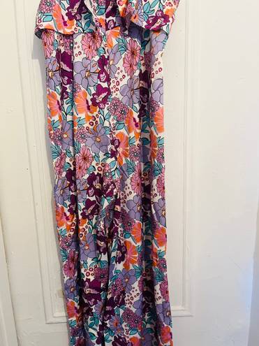 Floral Print Jumpsuit Purple Size XL