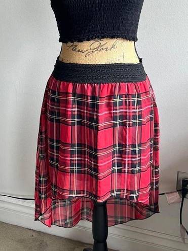 Boutique Plaid Hi-lo Skirt