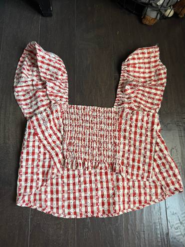 Marshalls Red And White Checkered Peplum Top