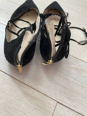 Unisa lace up ballet flats in black suede