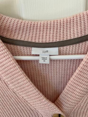 J.Jill  Pink Waffle Knit Henley Pullover V-neck Sweater