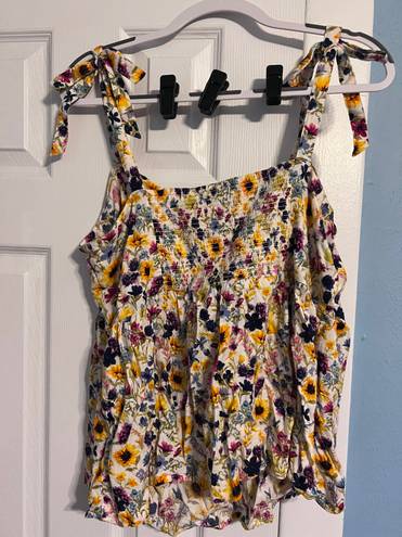 Old Navy Floral Tie Blouse