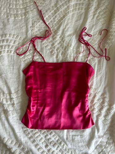 Reformation Pink Silk Tie Strap Top With Zipper Closure Size 0