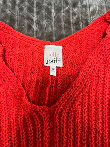 belle du jour red cropped sweater