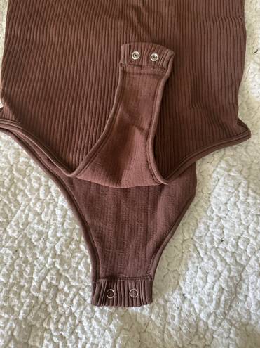 Aura Brown Ribbed Bodysuit