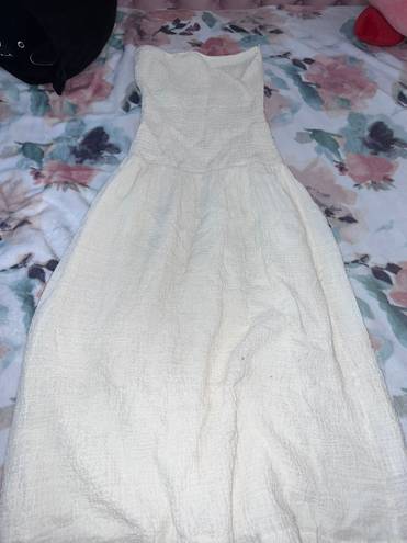 ZARA White Scrunchy Maxi Dress