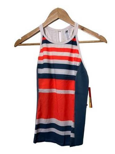 New Balance  Dry Fresh Gray & Coral Stripe Racerback Tank Top Women's Small New