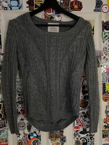 SO Perfect Pullover Sweater Knit Gray Fitted