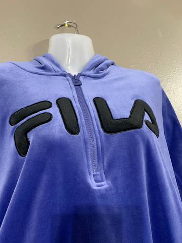 FILA Velour Quarter Zip Hooded Pullover