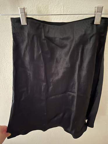 Babaton Black Slip Satin Mini Skirt