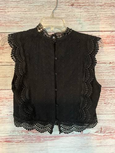 Sim & Sam Top Black Lace Ruffles Large