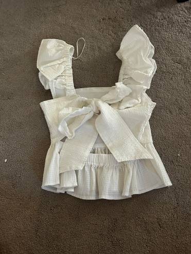 Francesca's white ruffle top