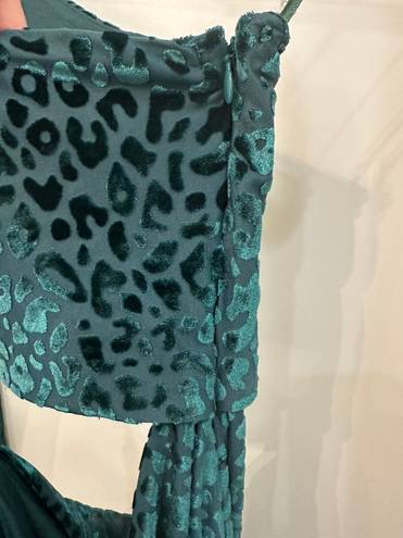 RUNAWAY THE LABEL Devin Green Leopard Mini Dress