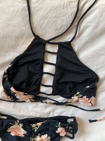 O'Neill Black And Floral Bathing Suit Set