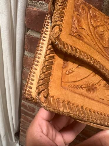 Vintage Tooled Leather purse Tan