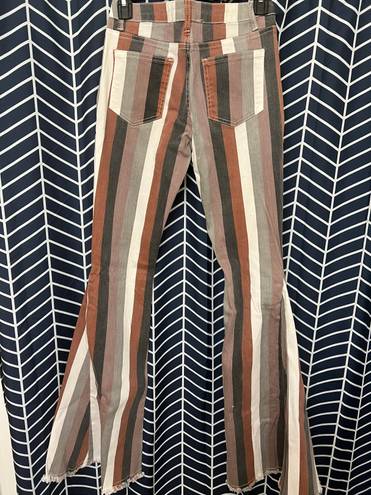 Striped Bell Bottom Pants Multi Size M