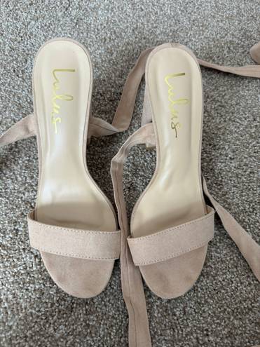 Lulus Nude Lace Up Heels